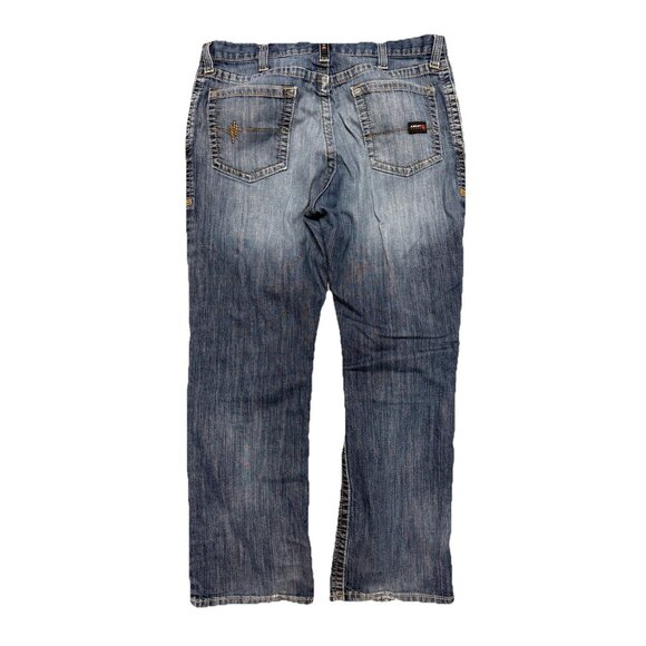 Ariat M4 FR Relaxed Boot Cut Jeans Mens 36x30 Blue Workwear Western Cowboy - Picture 2 of 16